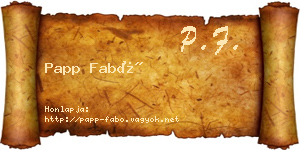 Papp Fabó névjegykártya